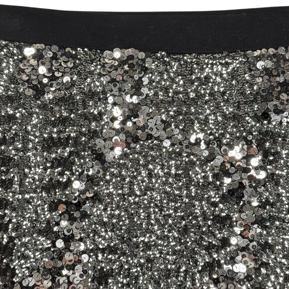 Club Monaco Silver Sequin Mini Skirt Sz.XS Silk Sexy Club Going Out Coquette - Picture 4 of 9